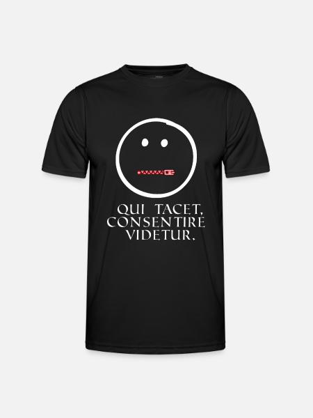wer schweigt scheint zuzustimmen latein weiss - Männer Funktions-T-Shirt - Schwarz