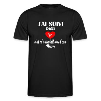 J'ai suivi mon coeur et il m'a conduit sous l'eau - T-shirt sport Homme - noir - Devant - AI Model Male 178 dark (178cm)