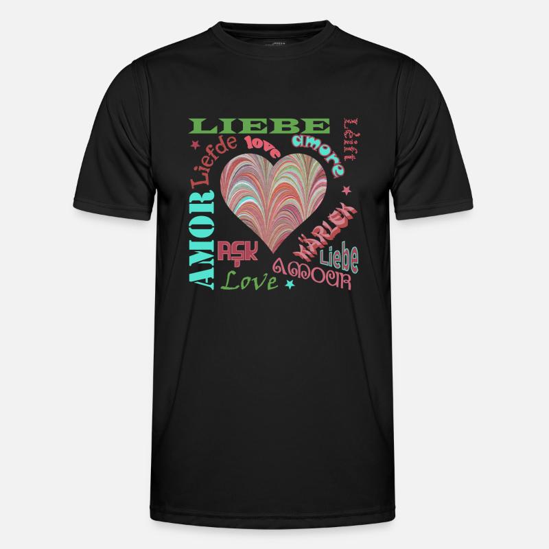 Love Multilingual E 106 - Men's Functional T-Shirt - black