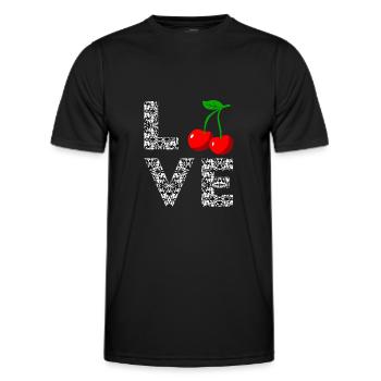 Cherry Cherry Heartbeat Fruit Cherries - Men's Functional T-Shirt - black - Front - AI Model Male 178 dark (178cm)