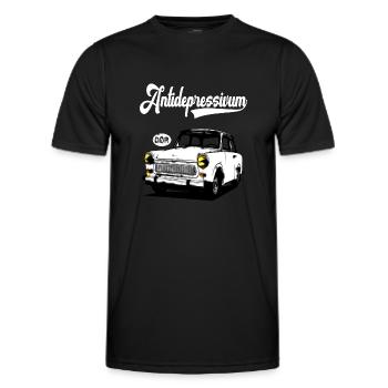  Trabi 601 DDR Kult - Männer Funktions-T-Shirt - Schwarz - Vorne - AI Model Male 178 dark (178cm)