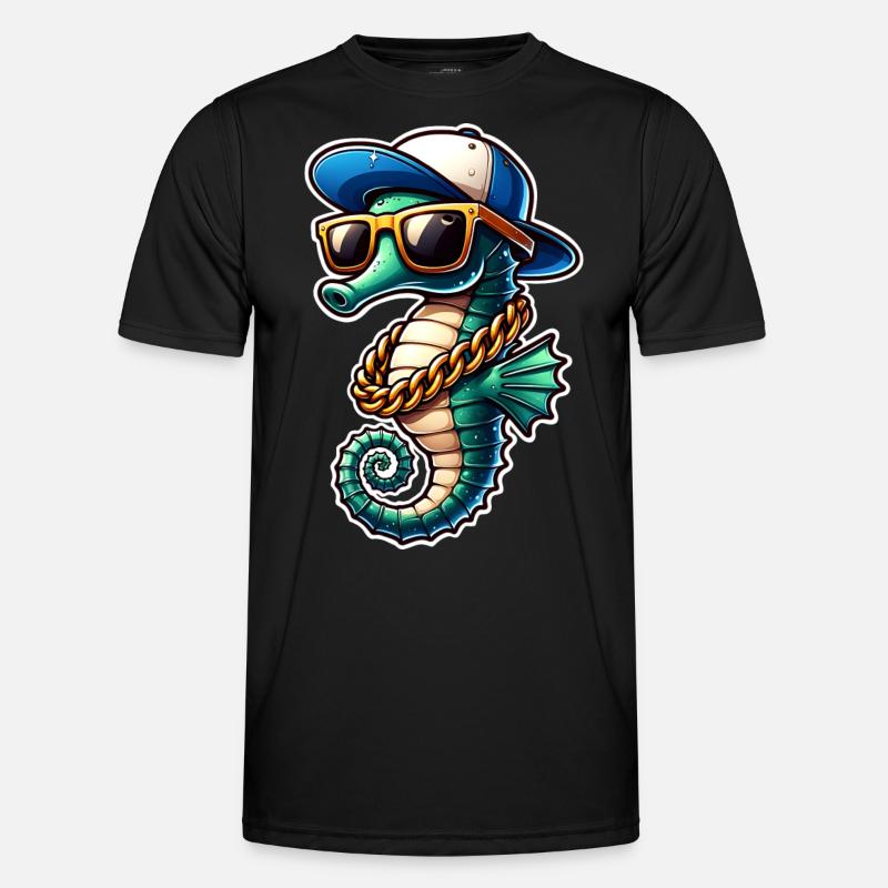 Seepferd Seepferdchen - Männer Funktions-T-Shirt - Schwarz