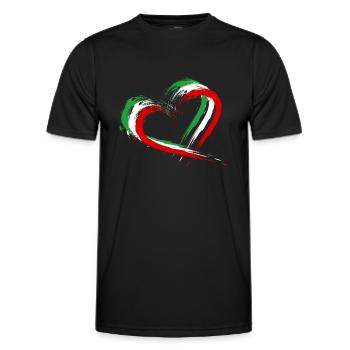 Iran flag heart colors - Men's Functional T-Shirt - black - Front - AI Model Male 178 dark (178cm)
