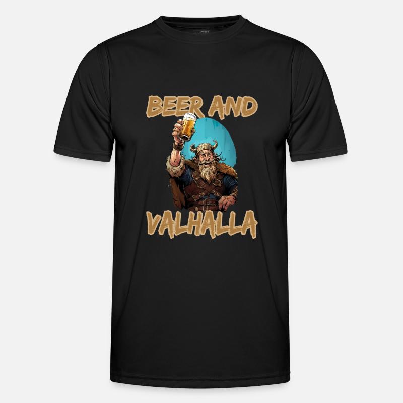 Beer And Valhalla Wikinger - Männer Funktions-T-Shirt - Schwarz