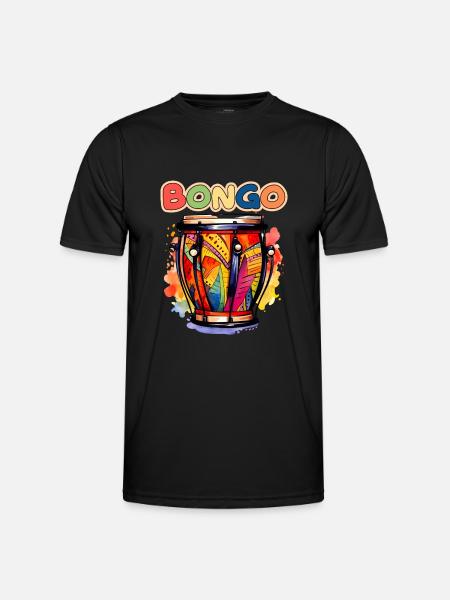 Trommel Bongo Instrument Retro - Männer Funktions-T-Shirt - Schwarz