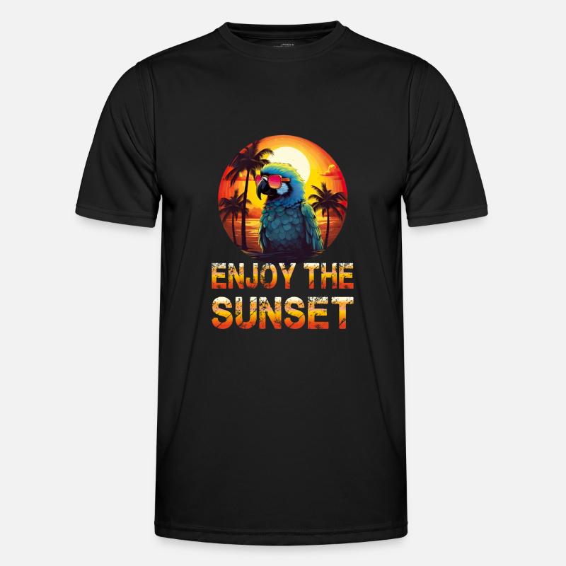Ara Papagei Enjoy The Sunset - Männer Funktions-T-Shirt - Schwarz
