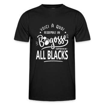 rugby All Blacks bogosse sport rugby supporter - T-shirt sport Homme - noir - Devant - AI Model Male 178 dark (178cm)