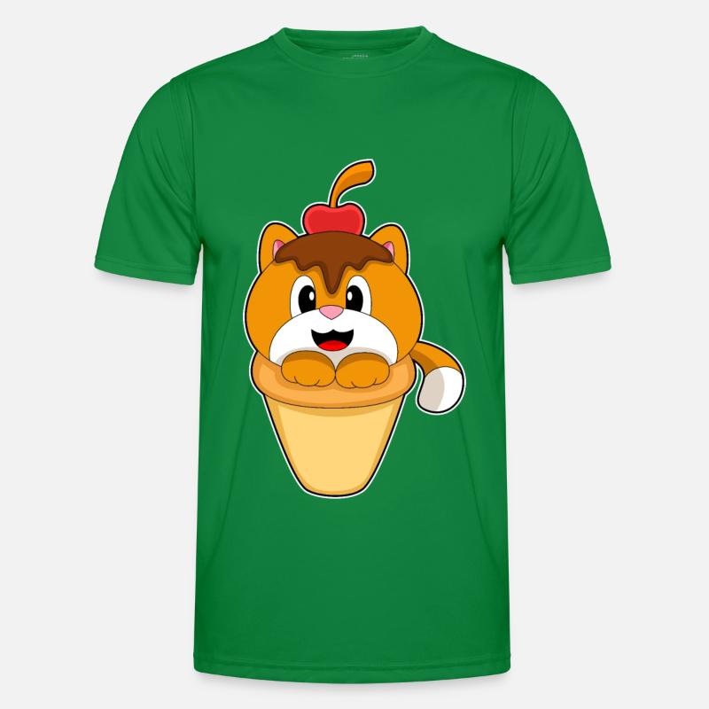Katze Waffeleis Kirsche Männer Funktions-T-Shirt