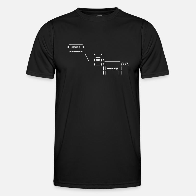 Cowsay - Linux - Terminal - Männer Funktions-T-Shirt - Schwarz