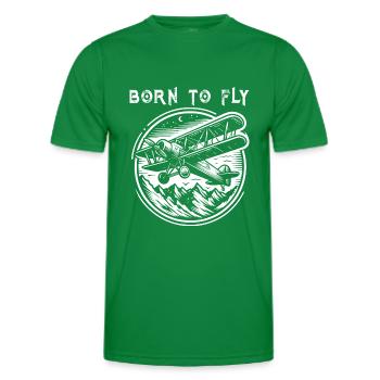 Vintage Flugzeug Doppeldecker T-Shirt - Retro Look - Männer Funktions-T-Shirt - Kelly Green - Vorne - AI Model Male 178 dark (178cm)