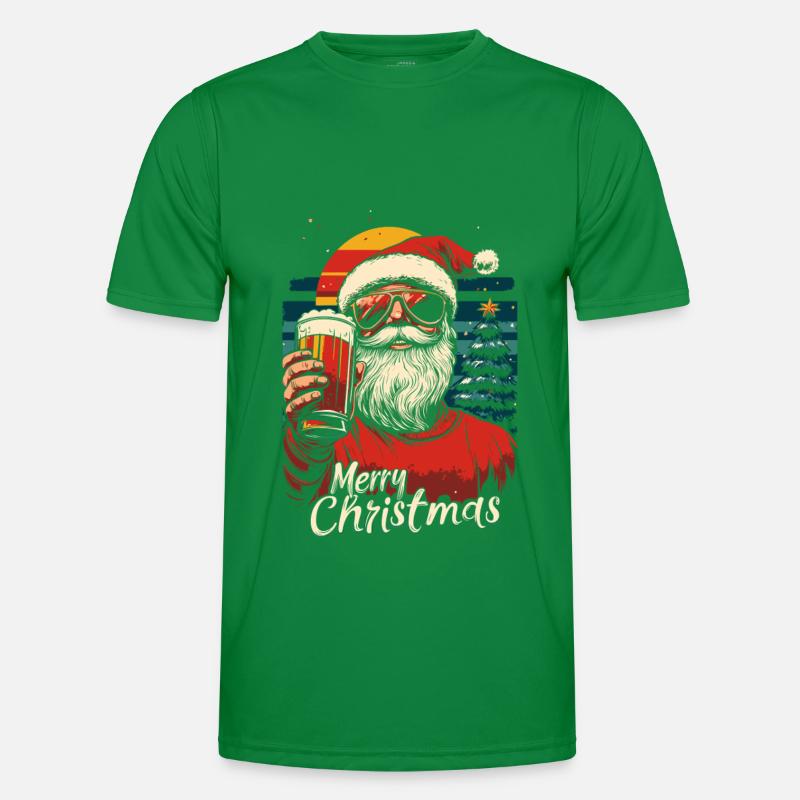 Weihnachtsmann mit Bier Männer Funktions-T-Shirt