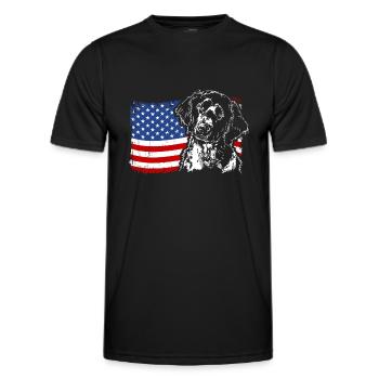 Großer Münsterländer Amerika Fahne Hunde Wilsigns - Männer Funktions-T-Shirt - Schwarz - Vorne - AI Model Male 178 dark (178cm)