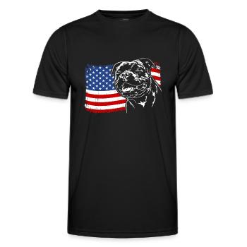 Staffordshire Bull Terrier America Flag Dogs - T-shirt sport Homme - noir - Devant - AI Model Male 178 dark (178cm)