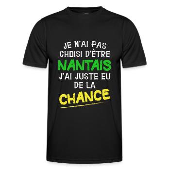 Nantes - Nantais - Ville - Foot - Cadeau - Chance - T-shirt sport Homme - noir - Devant - AI Model Male 178 dark (178cm)