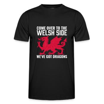 Come over to the Welsh Side - We've got Dragons - Men's Functional T-Shirt - black - Front - AI Model Male 178 dark (178cm)