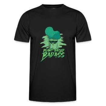 Pflanzenbasierte Badass - Vegan Vegetarisch - Lustig - Männer Funktions-T-Shirt - Schwarz - Vorne - AI Model Male 178 dark (178cm)