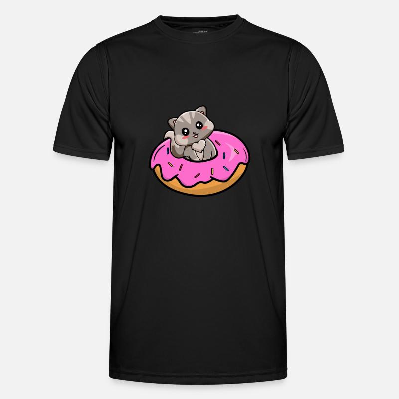 Kätzchen sitzen in einem Donut - Gray Tabby Cat - Männer Funktions-T-Shirt - Schwarz