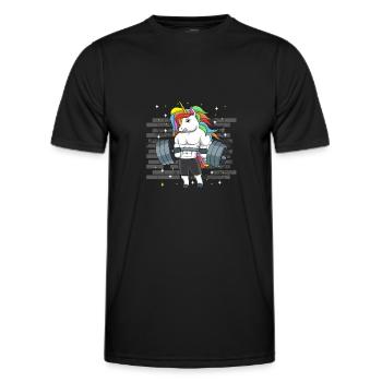 Unicorn Weightlifting Deadlift Fitness Gym - Body - Men's Functional T-Shirt - black - Front - AI Model Male 178 dark (178cm)