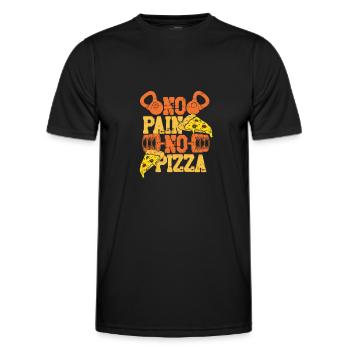 No Pain No Pizza Fun Workout - Gym Muscle - Men's Functional T-Shirt - black - Front - AI Model Male 178 dark (178cm)