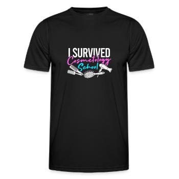 J’ai survécu à l’école de cosmétologie - équipements de salon - T-shirt sport Homme - noir - Devant - AI Model Male 178 dark (178cm)