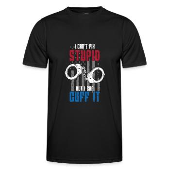 Je ne peux pas réparer stupide mais je peux le menotter - - T-shirt sport Homme - noir - Devant - AI Model Male 178 dark (178cm)