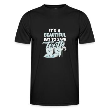 C’est une belle journée pour sauver les dents - dentiste - T-shirt sport Homme - noir - Devant - AI Model Male 178 dark (178cm)