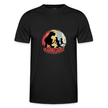 Grandmasaurus Dinosaurier - Tyrannosaurus - Männer Funktions-T-Shirt - Schwarz - Vorne - AI Model Male 178 dark (178cm)