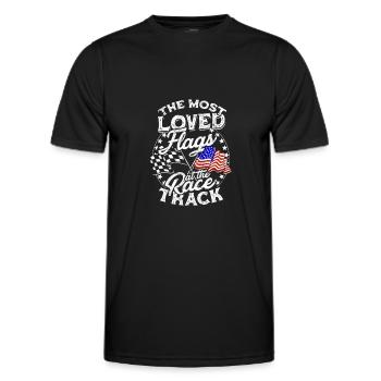 Die beliebtesten Flaggen an der Rennstrecke - Schmutz - Männer Funktions-T-Shirt - Schwarz - Vorne - AI Model Male 178 dark (178cm)