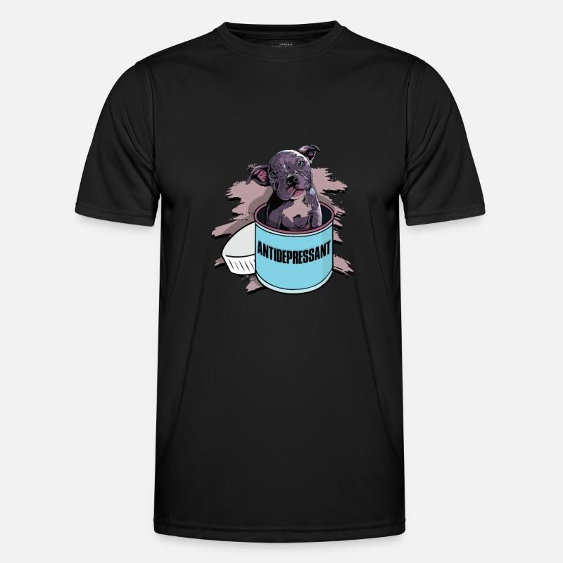 Antidepressant - grey pitbull - Men's Functional T-Shirt - black