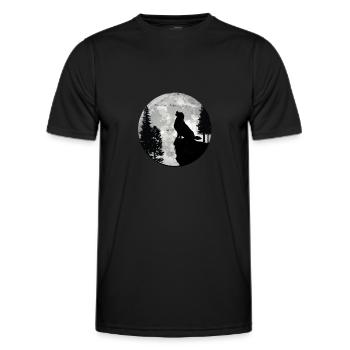 Golden retriever hurlant sur la lune - mobilité - T-shirt sport Homme - noir - Devant - AI Model Male 178 dark (178cm)