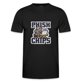 Phish and Chips - decryption - Men's Functional T-Shirt - black - Front - AI Model Male 178 dark (178cm)