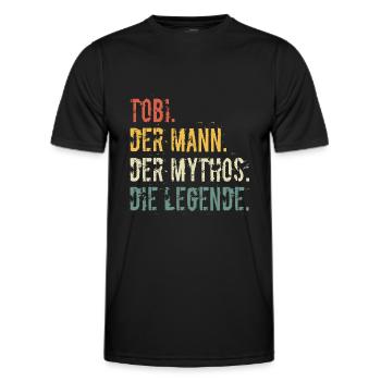Vorname Tobi Der Mann Der Mythos Die Legende - Männer Funktions-T-Shirt - Schwarz - Vorne - AI Model Male 178 dark (178cm)