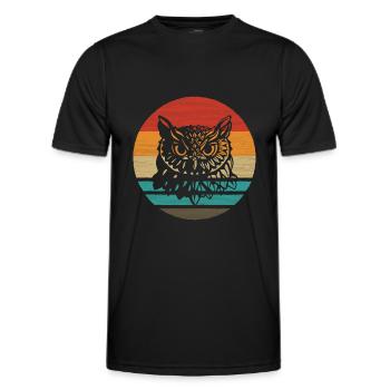 Eule Retro Style Vintage - Männer Funktions-T-Shirt - Schwarz - Vorne - AI Model Male 178 dark (178cm)