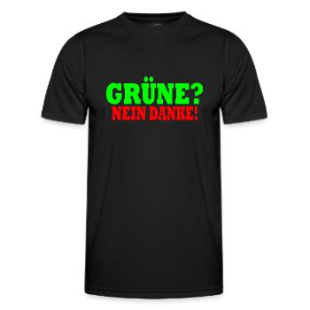 grüne nein danke - Männer Funktions-T-Shirt - Schwarz - Vorne - AI Model Male 178 dark (178cm)