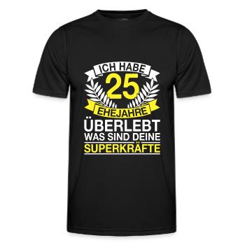 25 Ehejahre Überlebt 25 Hochzeitstag Geschenk - Männer Funktions-T-Shirt - Schwarz - Vorne - AI Model Male 178 dark (178cm)