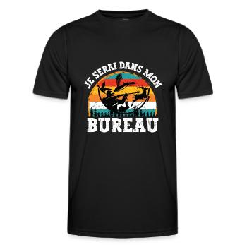 je serai dans mon bureau - T-shirt sport Homme - noir - Devant - AI Model Male 178 dark (178cm)