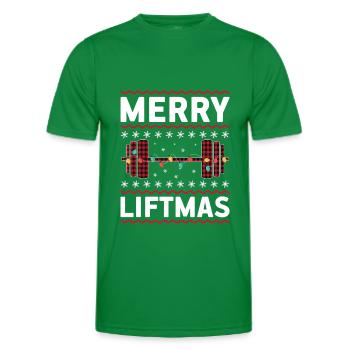 Christmas Merry Liftmas Gym Equipment Cadeau de vacances - T-shirt sport Homme - vert - Devant - AI Model Male 178 dark (178cm)