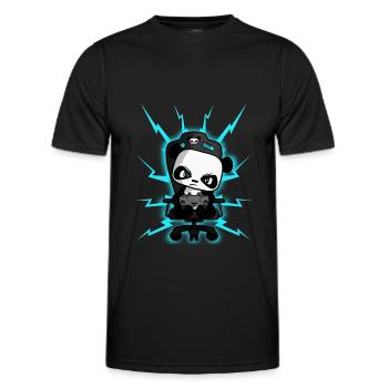 Süßer Gaming Panda, PEW PEW, Nerd, Gamer, Zocken - Männer Funktions-T-Shirt - Schwarz - Vorne - AI Model Male 178 dark (178cm)