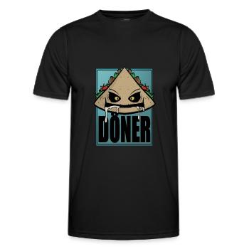 Funny Comic Kebab Kebab Fast Food Snack Fun - Men's Functional T-Shirt - black - Front - AI Model Male 178 dark (178cm)