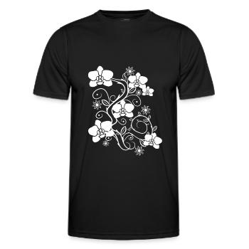 Orchid vine, orchid flowers, ornaments floral - Men's Functional T-Shirt - black - Front - AI Model Male 178 dark (178cm)