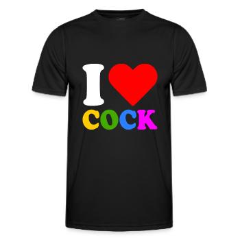 I love cock - Men's Functional T-Shirt - black - Front - AI Model Male 178 dark (178cm)