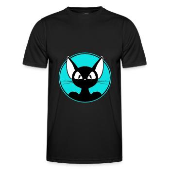 cool cat, cute cat, sticker, shirt, t-shirt - Men's Functional T-Shirt - black - Front - AI Model Male 178 dark (178cm)