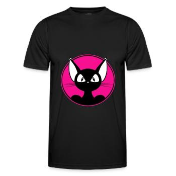 cool cat, cute cat, sticker, shirt, t-shirt - Men's Functional T-Shirt - black - Front - AI Model Male 178 dark (178cm)
