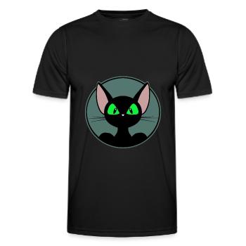 cool cat, cute cat, sticker, shirt, t-shirt - Men's Functional T-Shirt - black - Front - AI Model Male 178 dark (178cm)