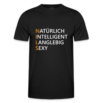 Nils Name Geschenk - Männer Funktions-T-Shirt - Schwarz - Vorne - AI Model Male 178 dark (178cm)