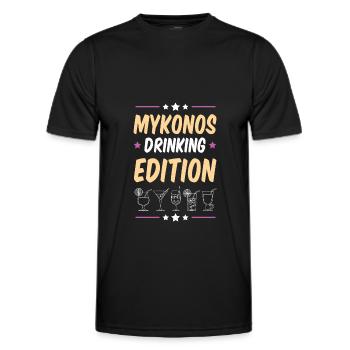 Soirée de consommation d’alcool à Mykonos - T-shirt sport Homme - noir - Devant - AI Model Male 178 dark (178cm)