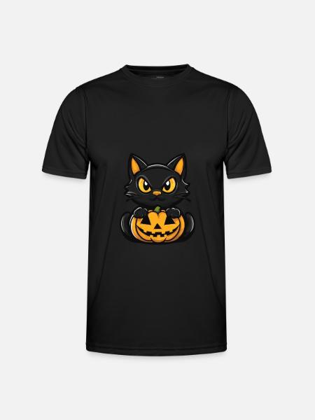 Cat Halloween Comic Cat - Men's Functional T-Shirt - black