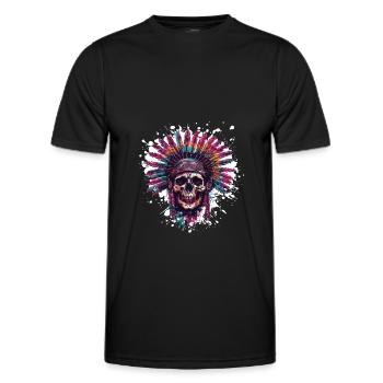 Indian Skull Chief - Men's Functional T-Shirt - black - Front - AI Model Male 178 dark (178cm)