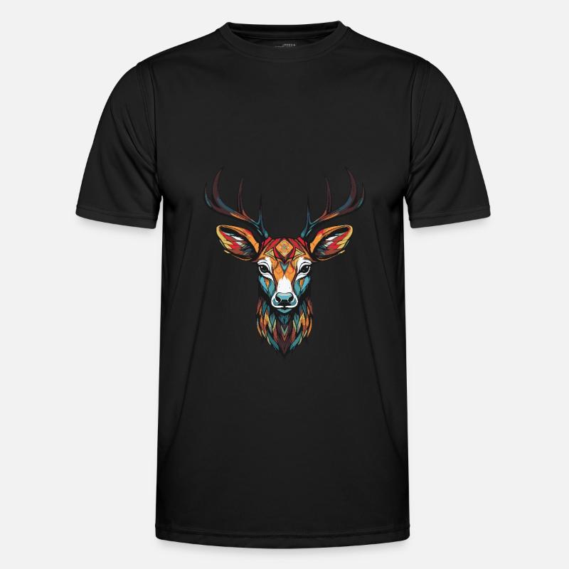 Deer Portrait Head - Men's Functional T-Shirt - black
