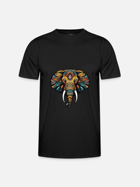 Elephant Portrait Head - Men's Functional T-Shirt - black